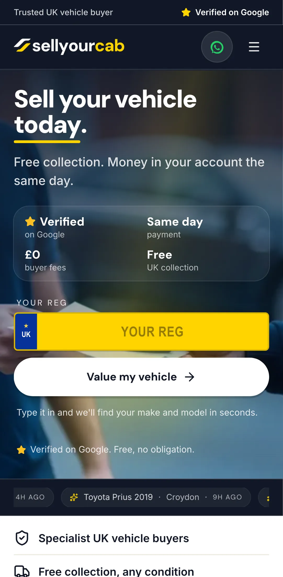 Sell Your Cab home on a phone: the one-tap valuation flow